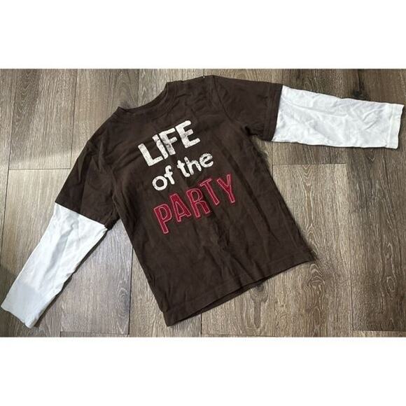 Gymboree Boys Size 6 Brown Long Sleeve Life of the Party Shirt - Picture 1 of 3